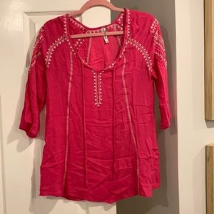 Bright Pink Tunic With White Detail